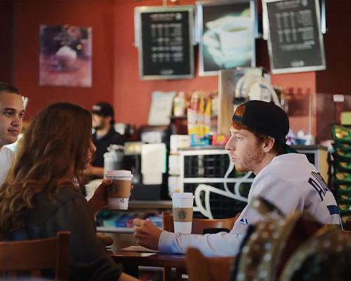 Students drinking coffee